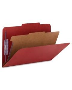 Smead Classification Folders, Presentation With SafeSHIELD Fasteners, 1 Divider, 2in Expansion, Legal Size, 50% Recycled, Bright Red, Box Of 10