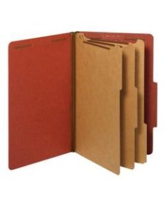 Office Depot Brand Pressboard Classification Folders With Fasteners, Legal Size (8-1/2in x 14in), 3-1/2in Expansion, 100% Recycled, Red, Box Of 10