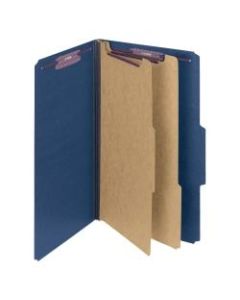 Smead Classification Folders, Top-Tab With SafeSHIELD Coated Fasteners, 2in Expansion, Legal Size, 50% Recycled, Dark Blue, Box Of 10