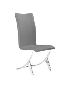 Zuo Modern Delfin Dining Chairs, Gray/Chrome, Set Of 2 Chairs