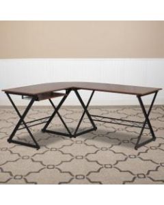 Flash Furniture Teakwood Contemporary Laminate L-Shape Computer Desk With Pull-Out Keyboard Tray, Walnut