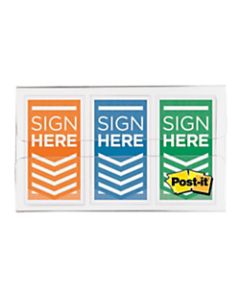 Post-it Notes Sign Here Printed Flags, 1in x 1-3/4in, Assorted Colors, Pack Of 60 Flags