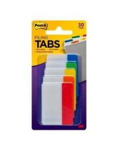 Post-it Durable Tabs, 2in, Assorted Colors, 6 Tabs Per Pad, Pack Of 5 Pads