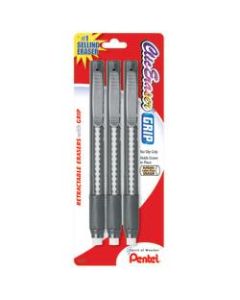 Pentel Clic Erasers, 5in, Assorted Barrel Colors, Pack Of 3