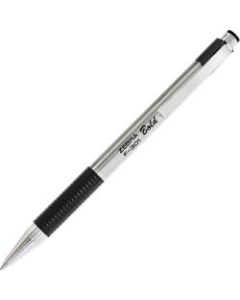 Zebra F-301 Ballpoint Pens, Bold Point, 1.6 mm, Stainless Steel Barrel, Black Ink, Pack Of 12 Pens