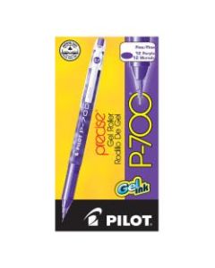 Pilot P700 Gel Rollerball Pens, Fine Point, 0.7 mm, Purple Barrel, Purple Ink, Pack Of 12 Pens