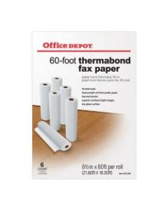 Office Depot Brand Thermabond Fax Paper, 1/2in Core, 60ft Roll, Box Of 6 Rolls