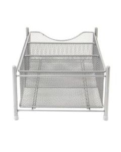 Mind Reader 3-Compartment Metal Mesh Storage Bin, Medium Size, Silver