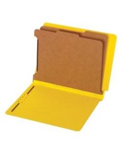 Pendaflex Straight-Cut End-Tab Pressboard Classification Folders, 2-1/2in Expansion, 2 Dividers, 8 1/2in x 11in, Letter, 30% Recycled, Yellow, Box of 10