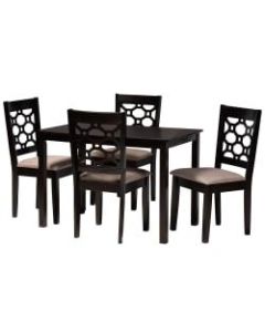 Baxton Studio Henry 5-Piece Dining Set, 29-1/8inH x 43-5/16inW x 27-9/16inD, Sand/Dark Brown