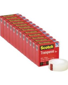 Scotch Transparent Tape - 3/4inW - 36 yd Length x 0.75in Width - 1in Core - 12 / Pack - Clear