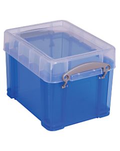 Really Useful Box Plastic Storage Container With Built-In Handles And Snap Lid, 3 Liters, 6 1/2in x 7 1/4in, 9 1/2in x 7 1/4in x 6 1/2in, Blue