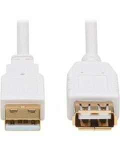 Tripp Lite Safe-IT USB-A Antibacterial Extension Cable M/F, USB 2.0, White, 3 ft.  - 480 Mbit/s - Extension Cable - Shielding - 28 AWG - White