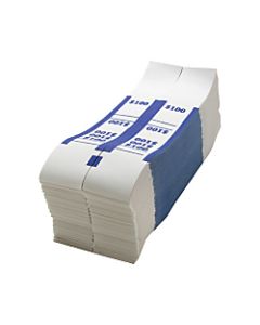 Sparco Kraft Paper ABA Bill Straps, $100, Blue/White, Box Of 1,000