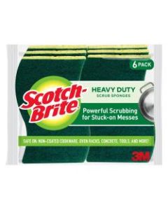Scotch-Brite 426 Heavy-Duty Scrub Sponges, Green, Pack Of 6 Sponges