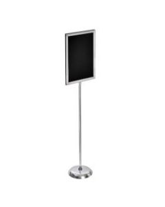 Azar Displays 2-Sided Slide-In Frame Sign Holder With Metal Pedestal Stand, 22in x 14in, Silver