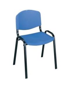 Safco Plastic Seat, Plastic Back Stacking Chair, 18 1/2in Seat Width, Blue Seat/Black Frame, Quantity: 4