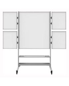 Luxor Magnetic Dry-Erase Whiteboard Collaboration Station, 76 3/8in x 82 1/4in x 23 11/16in, Aluminum Frame With Silver Finish