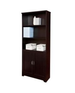 Realspace Magellan 72inH 5-Shelf Contemporary Bookcase with Doors, Espresso/Dark Finish