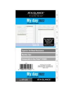 AT-A-GLANCE Daily/Monthly Planner Refill, Portable Size, 3-3/4in x 6-3/4in, January To December 2022, 471-225
