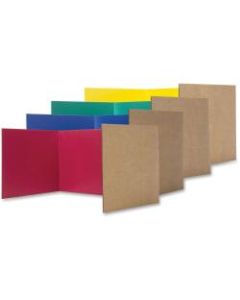 Flipside Color Tri-fold Study Carrel - 48in Width x 12in Height - Corrugated - Red, Blue, Green, Yellow