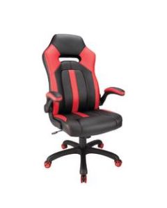 Realspace Bonded Leather High-Back Gaming Chair, Red/Black