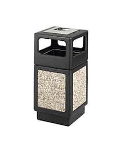 Safco Plastic/Stone Aggregate Receptacle, 38 Gallons, 39in x 18 1/4in x 18 1/4in, Black