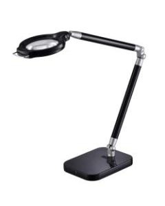 BLACK+DECKER PureOptics Summit Zoom Ultra Reach Magnifier LED Clamp-On Desk Lamp, Adjustable, 29inH, Black