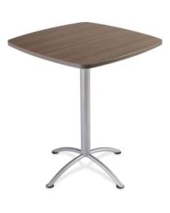 Iceberg iLand 42inH Square Bistro Table - Square Top - Powder Coated Silver Base - 36in Table Top Length x 36in Table Top Width x 1.13in Table Top Thickness - 42in Height - Assembly Required - Laminated, Teak - Particleboard