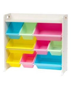 IRIS 3-Tier Storage Bin Rack With Shelf, 31-5/16inH x 34inW x 13-3/4inD, Pastel Multicolor