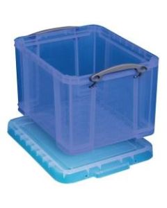 Really Useful Box Plastic Storage Container With Built-In Handles And Snap Lid, 32 Liters, 12in x 14in x 19in, Blue