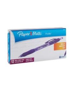 Paper Mate Profile Retractable Ballpoint Pens, Bold Point, 1.4 mm, Translucent Purple Barrel, Purple Ink, Pack Of 12