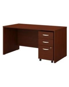 Bush Business Furniture Components 60inW Office Desk With 3-Drawer Mobile File Cabinet, Mahogany, Standard Delivery