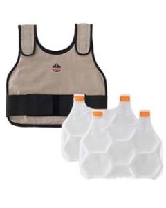 Ergodyne Chill-Its Phase Change Cooling Vest, With Cooling Pack, Standard, Small/Medium, Khaki
