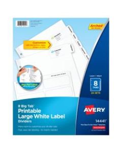 Avery Big Tab Printable Large Label Dividers, Easy Peel, White, 8-Tab, Pack Of 20 Sets