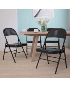 Flash Furniture Hercules Double-Braced Metal Folding Chairs, Set Of 4 Folding Chairs, Black