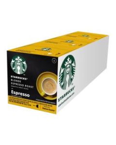 Starbucks Nescafe Dolce Gusto Single-Serve Coffee Freshpacks, Blonde Roast Espresso, Carton Of 36, 3 x 12 Per Box