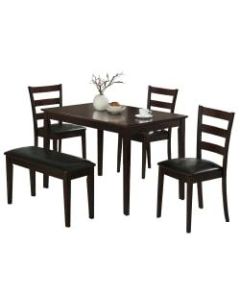 Monarch Specialties Eva Dining Table With Bench And 3 Chairs, Cappuccino
