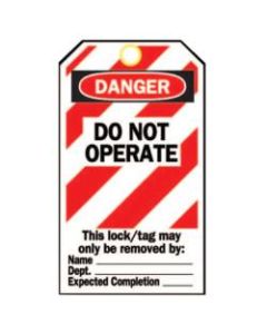 Brady Lockout Tags, Danger Do Not Operate, 5 3/4inH x 3inW, Red/White/Black, Pack Of 25