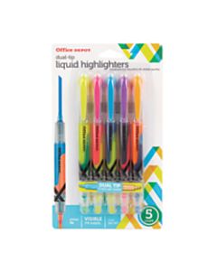 Office Depot Brand  Dual-End Pen-Style Highlighters, Chisel Tip, Assorted Colors, Pack Of 5