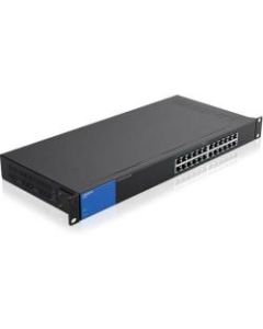 Linksys LGS124P 24-Port Business Gigabit POE+ Switch - 24-port switch with 12 PoE+ ports (ports 1-6 and 13-18) and dedicated PoE power budget of 120 W