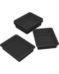 Storex Flat Storage Trays, Small Size, Black, Pack Of 5