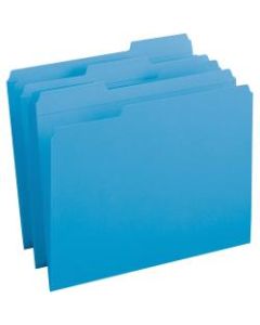 Business Source Reinforced Tab Colored File Folders - Blue - 100 / Box