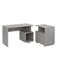 kathy ireland Home by Bush Furniture Madison Avenue 48inW Writing Desk With Lateral File Cabinet, Modern Gray, Standard Delivery