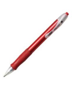 BIC Velocity Retractable Ballpoint Pens, Medium Point, 1.0 mm, Assorted Barrels, Red Ink, Pack Of 12