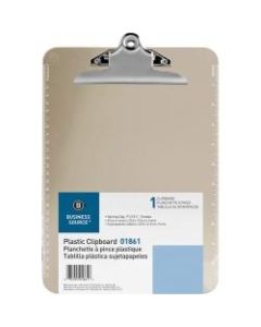 Sparco Plastic Clipboards - 9in x 12 1/2in - Spring Clip - Plastic - Smoke - 1 Each