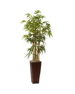 Nearly Natural 4ftH Silk Bamboo Tree With Decorative Planter, Green
