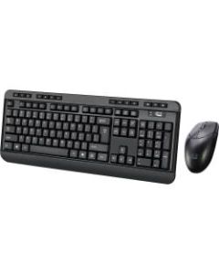 Adesso Antimicrobial Wireless Desktop Keyboard and Mouse - USB Wireless RF 104 Key - English (US) - Black