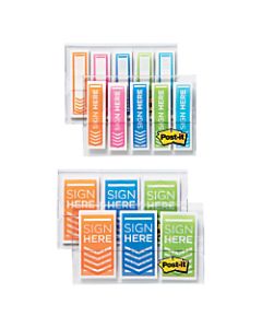 Post-it Notes Sign Here On-The-Go Flags, Assorted Colors, 20 Flags Per Pad, Pack Of 16 Pads