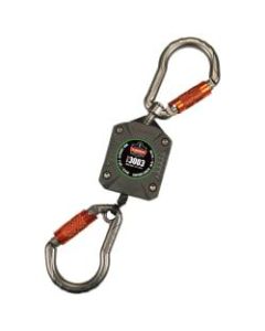 Ergodyne Squids 3003 Retractable Tool Lanyard With Dual Locking Carabiners, 48in, Gray